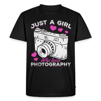 Juste une fille qui est photographe de photographie - T-shirt Premium bio Homme - noir - Devant - Nico (187cm)