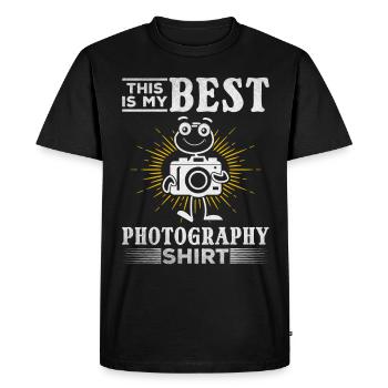 Photographe C’est ma meilleure photo de chemise de photographie - T-shirt Premium bio Homme - noir - Devant - Nico (187cm)
