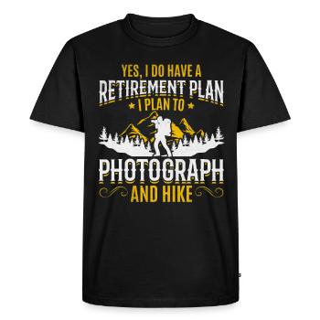 Photo Épargne retraite Photographie Photographe de randonnée - T-shirt Premium bio Homme - noir - Devant - Nico (187cm)