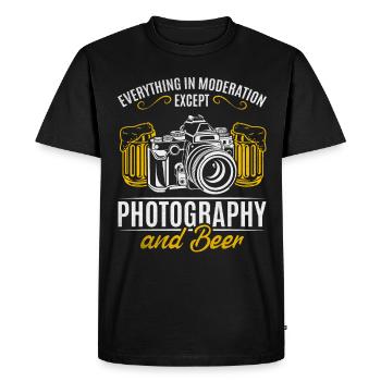Everything in moderation except photography & beer - Men's Premium Organic T-Shirt - black - Front - Nico (187cm)