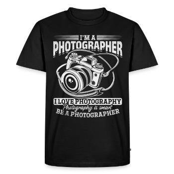 Photographe appareil photo J’aime la photographie Soyez un - T-shirt Premium bio Homme - noir - Devant - Nico (187cm)