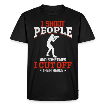 I shoot people, sometimes I cut them - Men's Premium Organic T-Shirt - black - Front - Nico (187cm)
