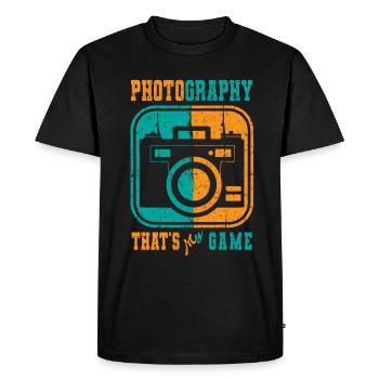 Photographie C’est mon jeu I Camera Photographer - T-shirt Premium bio Homme - noir - Devant - Nico (187cm)