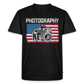 Photography US Flag Photography Lovers - Men's Premium Organic T-Shirt - black - Front - Nico (187cm)
