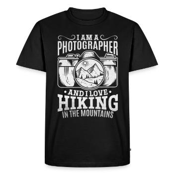 Photo I am a photographer I love hiking in the - Men's Premium Organic T-Shirt - black - Front - Nico (187cm)