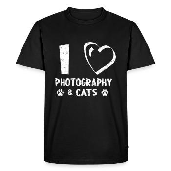 Amoureux des chats, propriétaire de chats, appareil photo, photographe, - T-shirt Premium bio Homme - noir - Devant - Nico (187cm)
