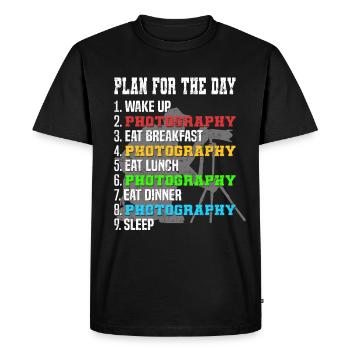 Plan photo pour la journée Appareil photo-Photographe-Horaire quotidien - T-shirt Premium bio Homme - noir - Devant - Nico (187cm)