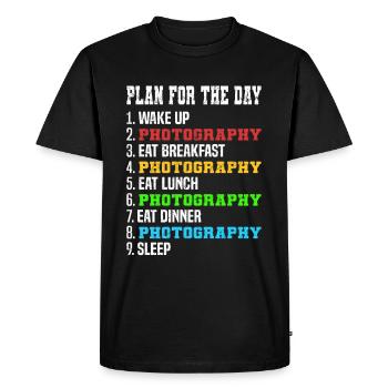 Plan du photographe pour la journée - T-shirt Premium bio Homme - noir - Devant - Nico (187cm)
