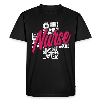 Infirmière infirmière - T-shirt Premium bio Homme - noir - Devant - Nico (187cm)