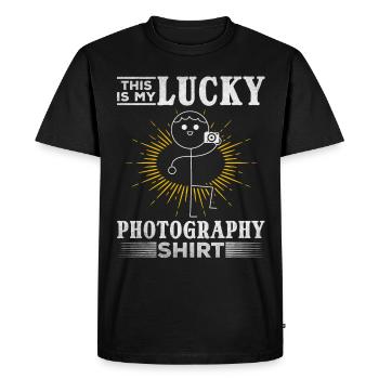 Photo: C’est ma chance Photographe de chemise de photographie - T-shirt Premium bio Homme - noir - Devant - Nico (187cm)