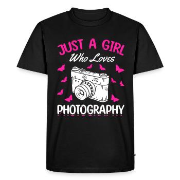 Photographer Girl Just a Girl, Photography - Men's Premium Organic T-Shirt - black - Front - Nico (187cm)