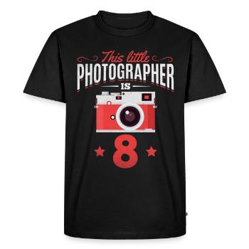 Photographie Ce petit photographe a 8 ans - T-shirt Premium bio Homme - noir - Devant - Nico (187cm)