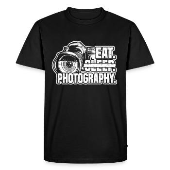 Photo Photo Photo Photographe Manger Du Sommeil - T-shirt Premium bio Homme - noir - Devant - Nico (187cm)