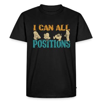Photographe de l’appareil photo Je peux gérer toutes les positions - T-shirt Premium bio Homme - noir - Devant - Nico (187cm)