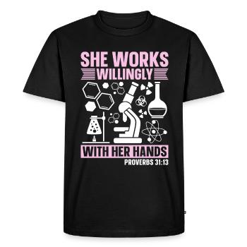 Technicien de laboratoire en chimie De laboratoire Don scientifique - T-shirt Premium bio Homme - noir - Devant - Nico (187cm)
