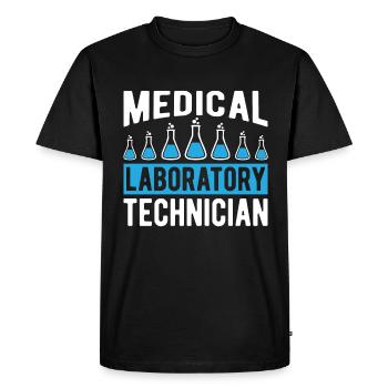 Technicien de laboratoire de chimie Don scientifique - T-shirt Premium bio Homme - noir - Devant - Nico (187cm)