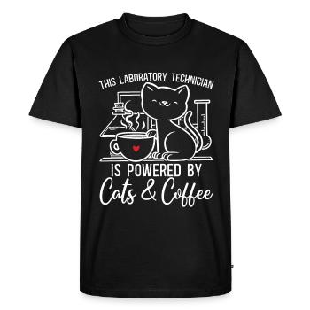 Laboratory Technician Cat Science Coffee Gift - Men's Premium Organic T-Shirt - black - Front - Nico (187cm)