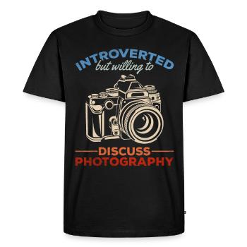 Photographe introverti, mais prêt à parler de - T-shirt Premium bio Homme - noir - Devant - Nico (187cm)