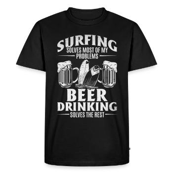 Surfing solves most of my problems Beer solves - Men's Premium Organic T-Shirt - black - Front - Nico (187cm)