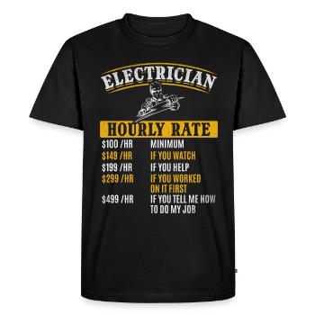 Hourly rate for electrical engineer electrician - - Men's Premium Organic T-Shirt - black - Front - Nico (187cm)