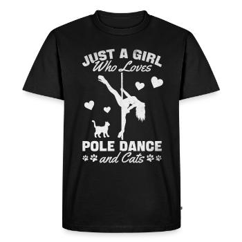 Juste une fille qui aime la pole dance et les chats - T-shirt Premium bio Homme - noir - Devant - Nico (187cm)