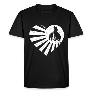 Chien & Chat Coeur Bébé Chien Chiot Chien Cœur Animal - T-shirt Premium bio Homme - noir - Devant - Nico (187cm)