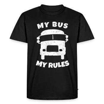 Chauffeur d’autobus scolaire - Mon autobus Mes règles - - T-shirt Premium bio Homme - noir - Devant - Nico (187cm)