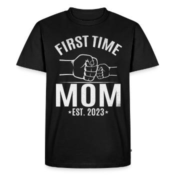 Première fois Mama Est. 2023 Mama devient - T-shirt Premium bio Homme - noir - Devant - Nico (187cm)