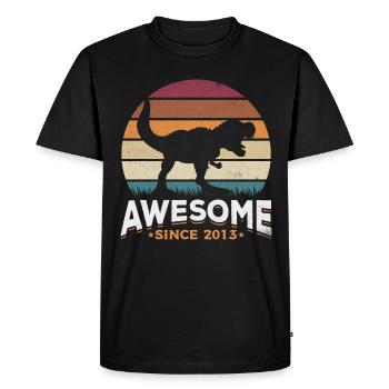 Fantastic since 2013 Dinosaur lover Dino - Men's Premium Organic T-Shirt - black - Front - Nico (187cm)
