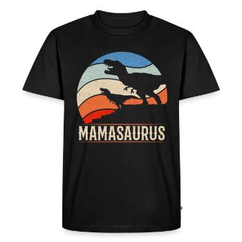 Mama Saurus Mama Dinosaur Family Mama Dino - Men's Premium Organic T-Shirt - black - Front - Nico (187cm)