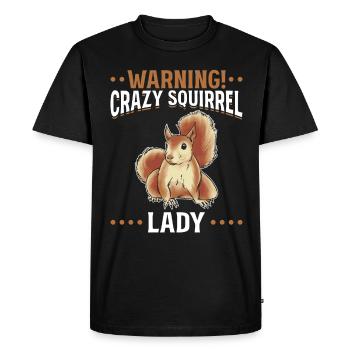 Warning! Crazy Squirrel Lady Funny Squirrel - Men's Premium Organic T-Shirt - black - Front - Nico (187cm)