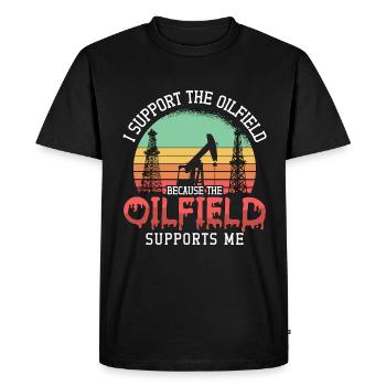 Travailleurs des champs pétrolifères Je soutiens Oilfield Plant Retro - T-shirt Premium bio Homme - noir - Devant - Nico (187cm)