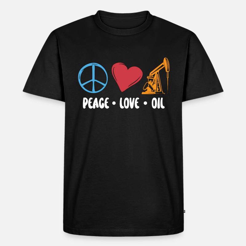 Ölfeldarbeiter Friedensliebung Öl Rig Arbeiter - Männer Premium Bio T-Shirt - Schwarz