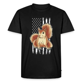 Squirrel US Flag Squirrel American - Men's Premium Organic T-Shirt - black - Front - Nico (187cm)