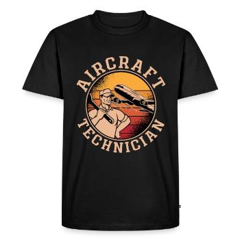 Aircraft Mechanic Aircraft Technician Aviation - Men's Premium Organic T-Shirt - black - Front - Nico (187cm)