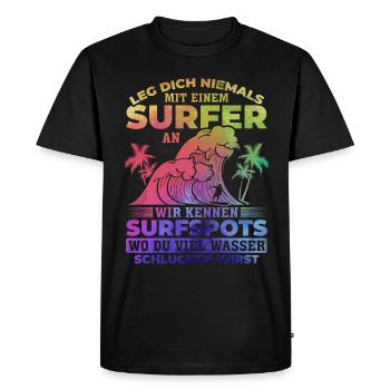Surf Surf Surf Sports nautiques - T-shirt Premium bio Homme - noir - Devant - Nico (187cm)