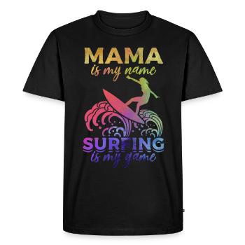 Surf sur l’eau Maman est mon nom Le surf est mon - T-shirt Premium bio Homme - noir - Devant - Nico (187cm)