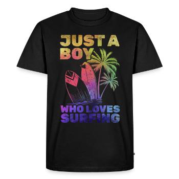 Surfeur d’eau Juste un garçon qui veut surfer et - T-shirt Premium bio Homme - noir - Devant - Nico (187cm)