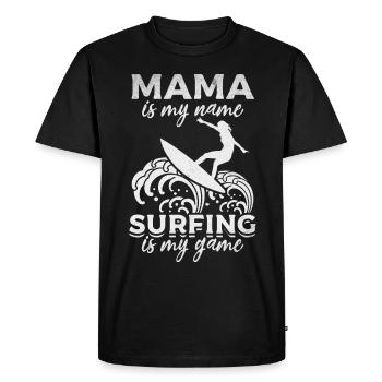 Surfing Mama est mon nom Le surf est mon jeu - - T-shirt Premium bio Homme - noir - Devant - Nico (187cm)