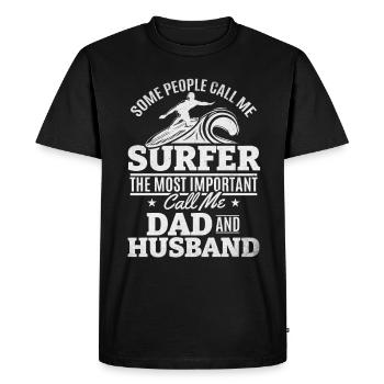 Water Surfer Papa Surfing Daddy Surfboard Surfer - Men's Premium Organic T-Shirt - black - Front - Nico (187cm)