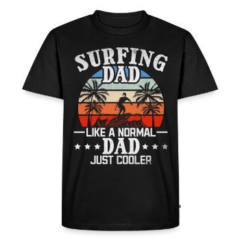 Surfing Dad like a normal dad Just Cooler I - Men's Premium Organic T-Shirt - black - Front - Nico (187cm)