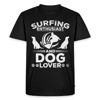 Passionné de surf et amoureux des chiens I Surfeur d’eau - T-shirt Premium bio Homme - noir - Devant - Nico (187cm)