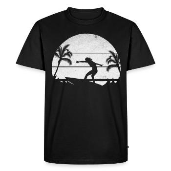 Surfeur d’eau Lady Surf Surfboard Surfing Girl - T-shirt Premium bio Homme - noir - Devant - Nico (187cm)