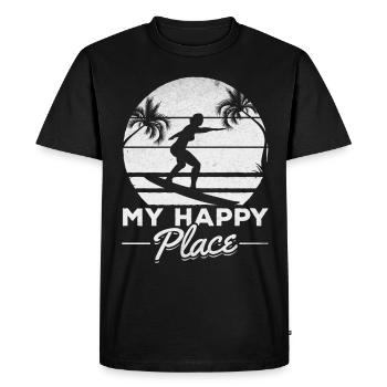 Water Surfer My Happy Place - Surfing Water - Men's Premium Organic T-Shirt - black - Front - Nico (187cm)