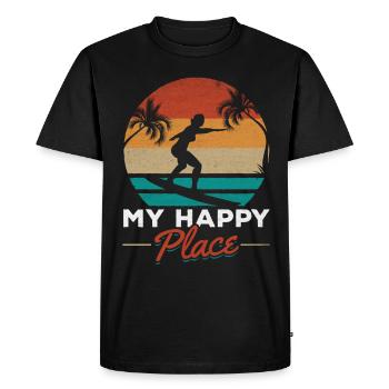 Surfing - Water Surfer My Happy Place Water - Men's Premium Organic T-Shirt - black - Front - Nico (187cm)