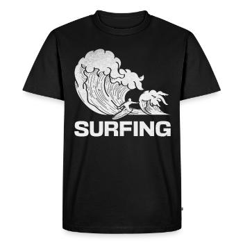 Surfer Surf Eau Surf Surf Planche de surf Surfer Wave - T-shirt Premium bio Homme - noir - Devant - Nico (187cm)