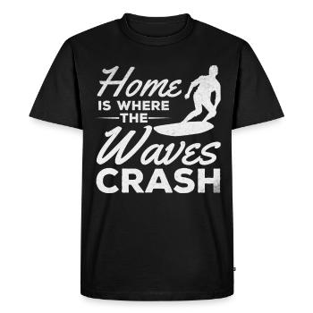 Surfer Home est l’endroit où les vagues s’écrasent - T-shirt Premium bio Homme - noir - Devant - Nico (187cm)
