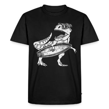 Surfing DInosaur Surfer - Men's Premium Organic T-Shirt - black - Front - Nico (187cm)