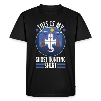 C’est ma chemise de chasse aux fantômes - T-shirt Premium bio Homme - noir - Devant - Nico (187cm)