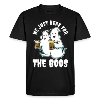 Je suis juste là pour les boos - T-shirt Premium bio Homme - noir - Devant - Nico (187cm)